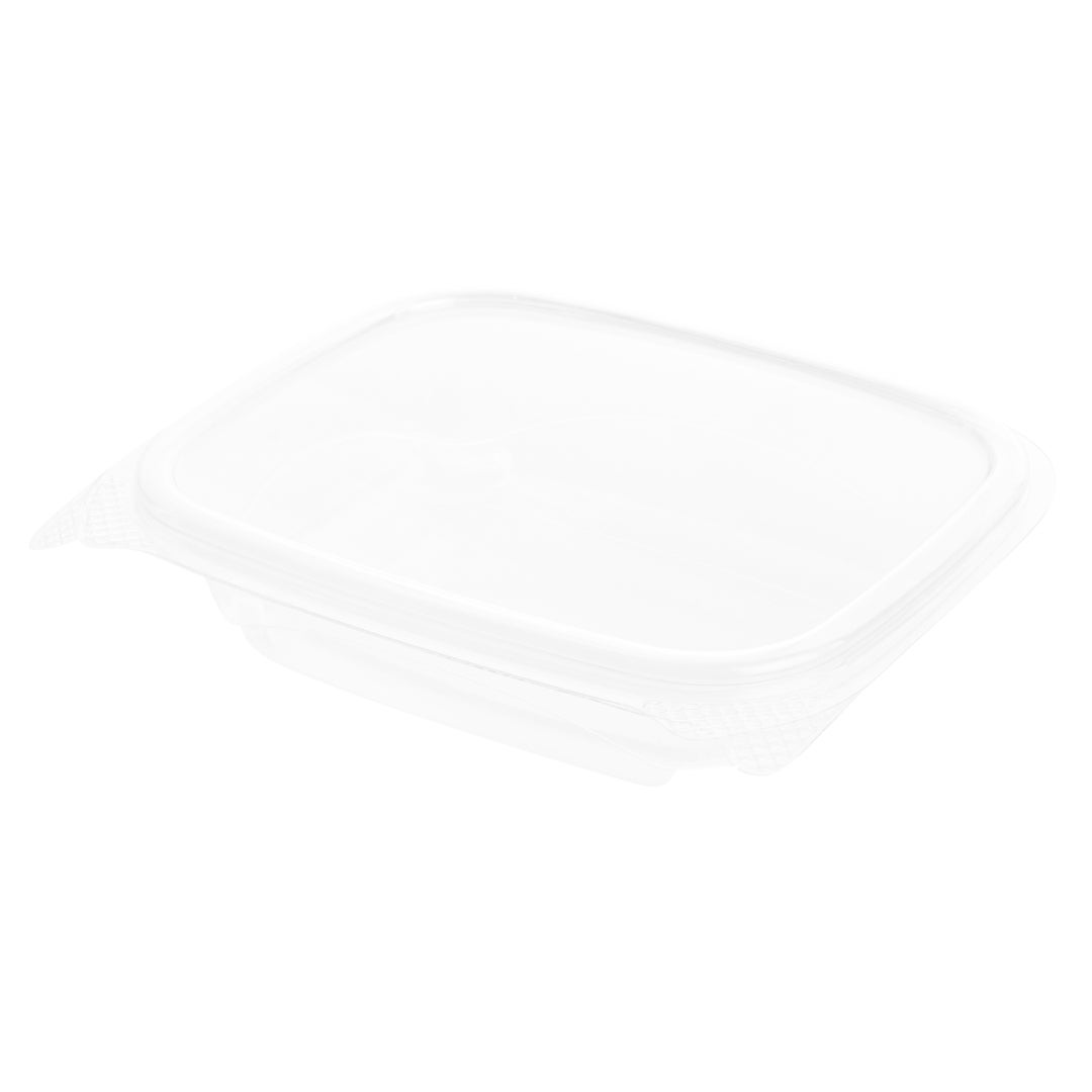 Containers, 8 Ounce, Plastic, Clear, Rectangular, 10 x 5.75 x 1.25 Inch, with Hinged Lid,1 - 100 COUNT