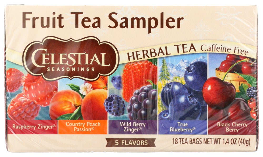 Tea, Herbal, Assorted Fruit Sampler, Individually Wrapped with String,6 - 18 COUNT