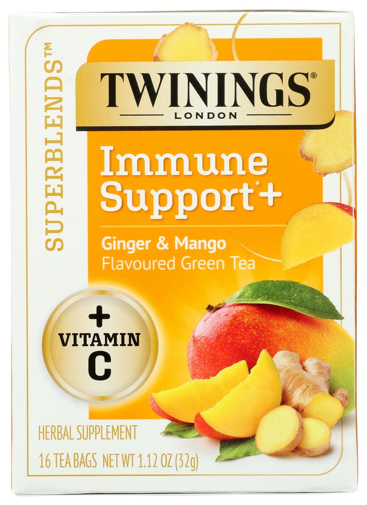 Tea, Green, Immune Support, Ginger & Mango, Individually Wrapped with String,6 - 16 COUNT