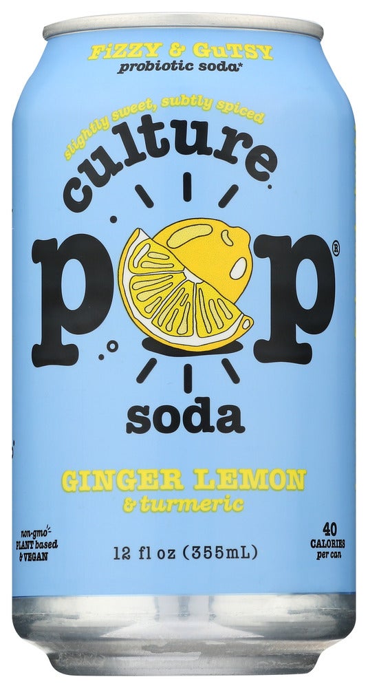 Soft Drink, Ginger/Lemon/Turmeric, Probiotic, Single-Serve, Can,12 - 12 FLUID