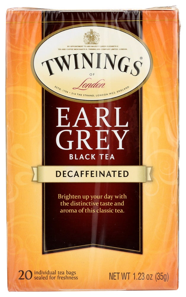 Tea, Black, Earl Grey, Decaffeinated, Individually Wrapped with String,6 - 20 COUNT