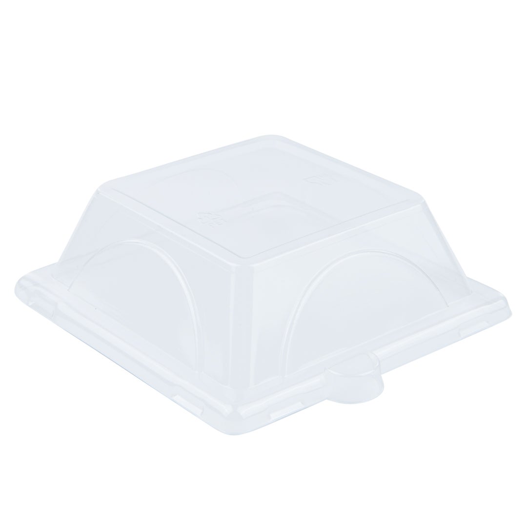 Lids, Dome, Plastic, Clear, Square, for Sugarcane Bagasse Small Plates,1 - 100 COUNT
