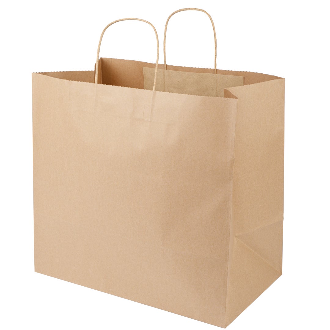 Bags, 14.25 x 8.25 x 13.25 Inch, Paper, Kraft, with Handles,1 - 100 COUNT