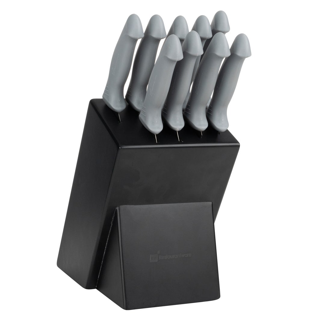 Knife Set, 9-Piece, Stainless Steel, Gray, with Holder,1 - 9 PIECE