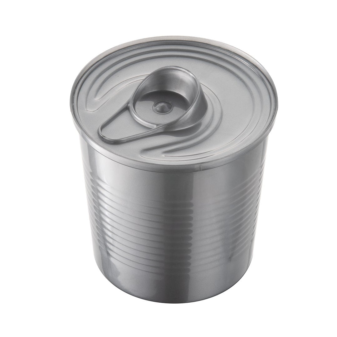 Containers, 4 Ounce, Plastic, Silver, Round Tin Can-Shaped, 0.5 x 2.5 x 2.75 Inch, with Lid,1 - 20 COUNT