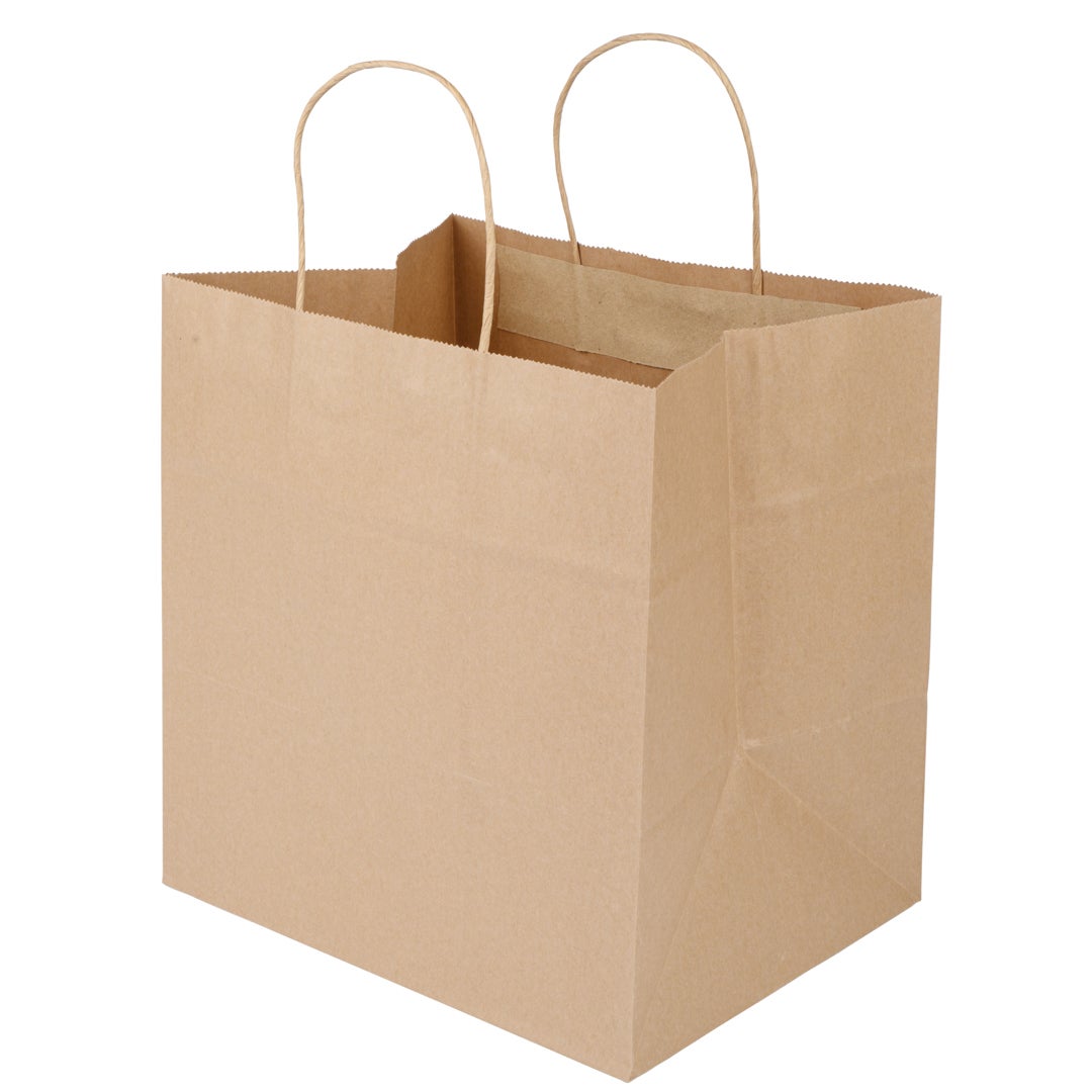 Bags, 10.25 x 7.75 x 10.5 Inch, Paper, Kraft, with Handles,1 - 100 COUNT