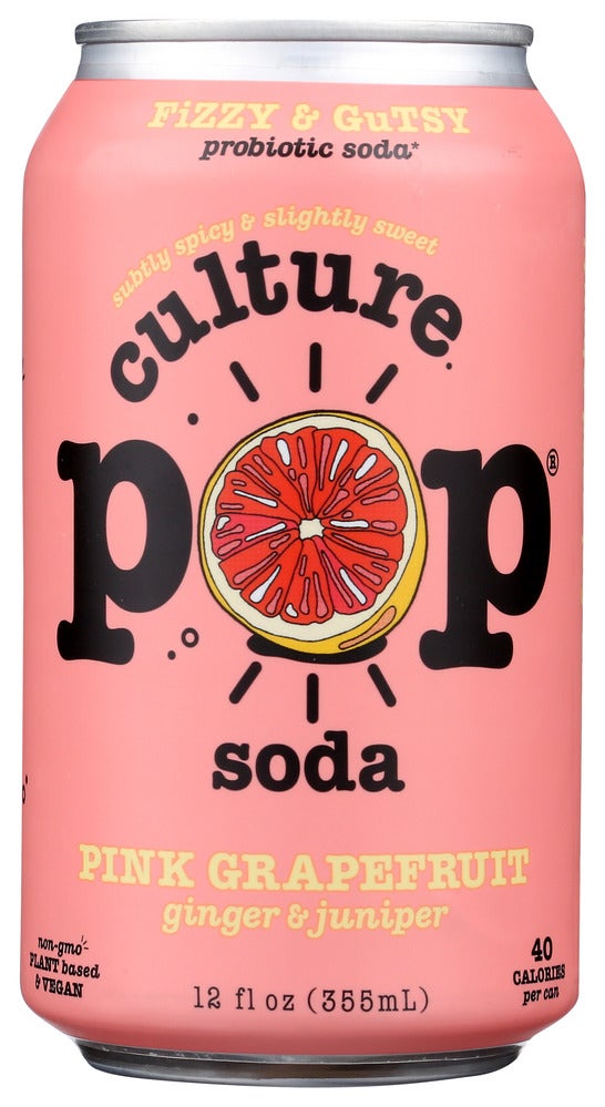 Soft Drink, Pink Grapefruit/Ginger/Juniper, Probiotic, Single-Serve, Can,12 - 12 FLUID
