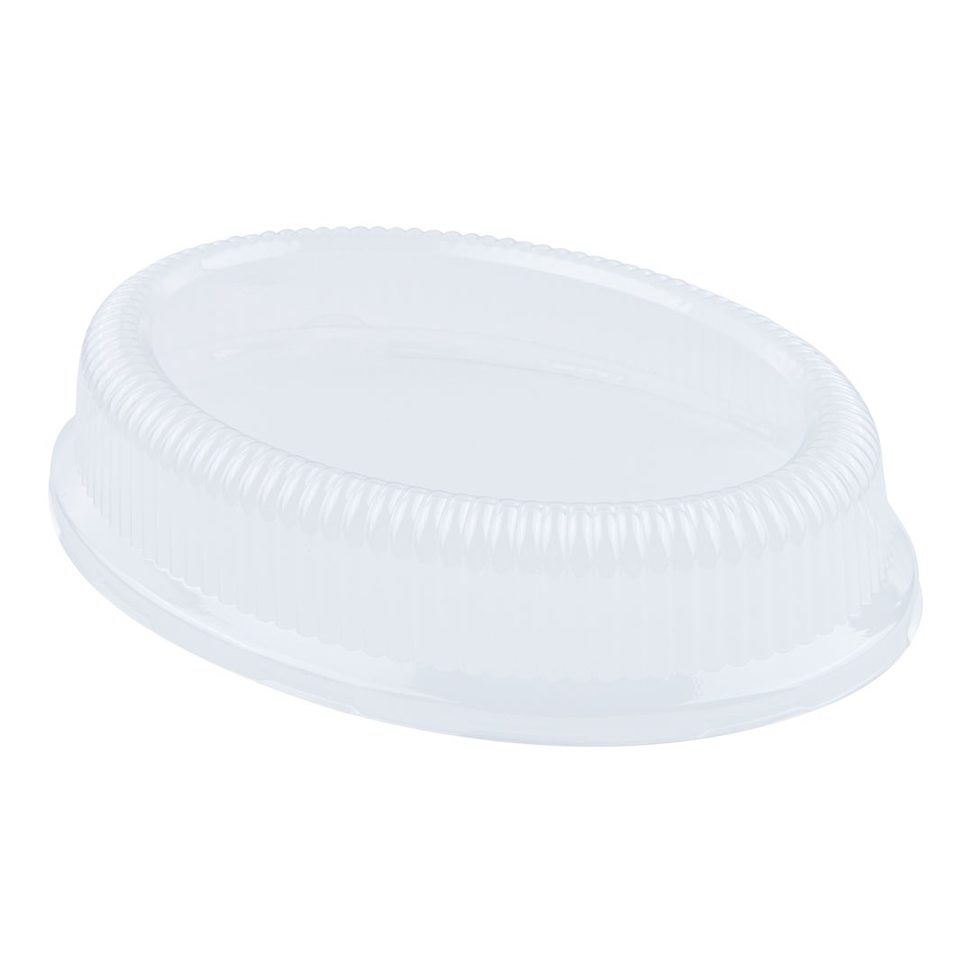 Lids, Ripple Dome, Plastic, Clear, Oval, for Sugarcane Bagasse Plates,1 - 100 COUNT