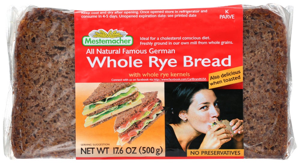 Bread, Whole Rye, with Whole Rye Kernels, Ready-to-Eat,12 - 17.6 OUNCE