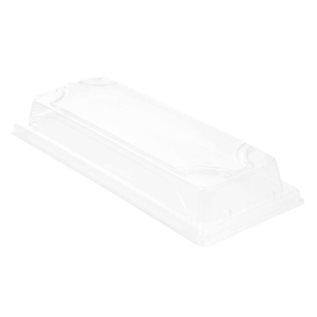 Lids, 8.75 x 3.75 x 1.25 Inch, Plastic, Clear, Rectangular, for Long Sushi Trays,1 - 100 COUNT