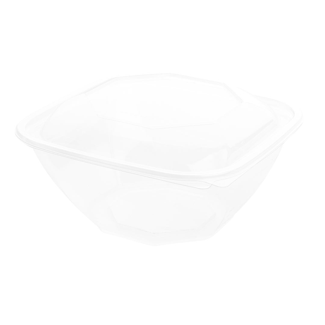 Bowls, Take-Out Salad, 51 Ounce, Plastic, Clear, 7.5 x 7.5 x 4.25 Inch, with Lid,1 - 100 COUNT
