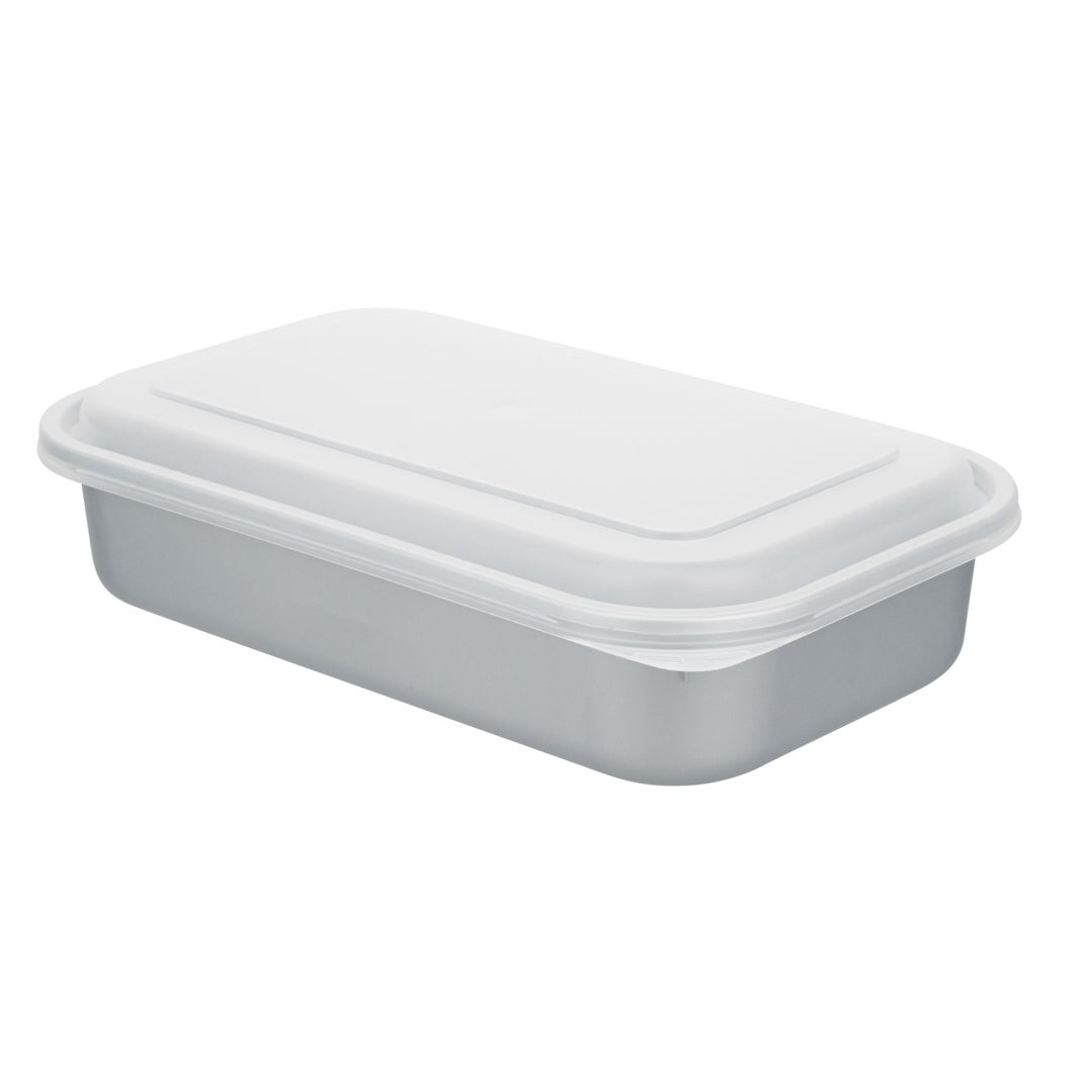 Containers, 24 Ounce, Microwavable Plastic, Silver, Rectangular, 8.25 x 5 x 2.25 Inch, with Frosted Lid,1 - 100 COUNT