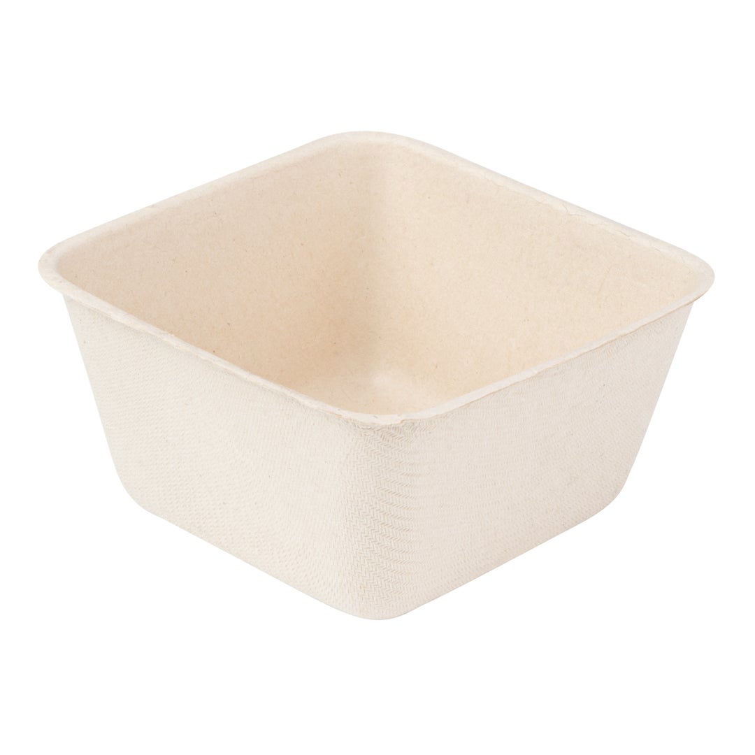 Bowls, 9 Ounce, Natural Sugarcane Bagasse, Square, 3.75 x 3.75 x 2 Inch,1 - 100 COUNT