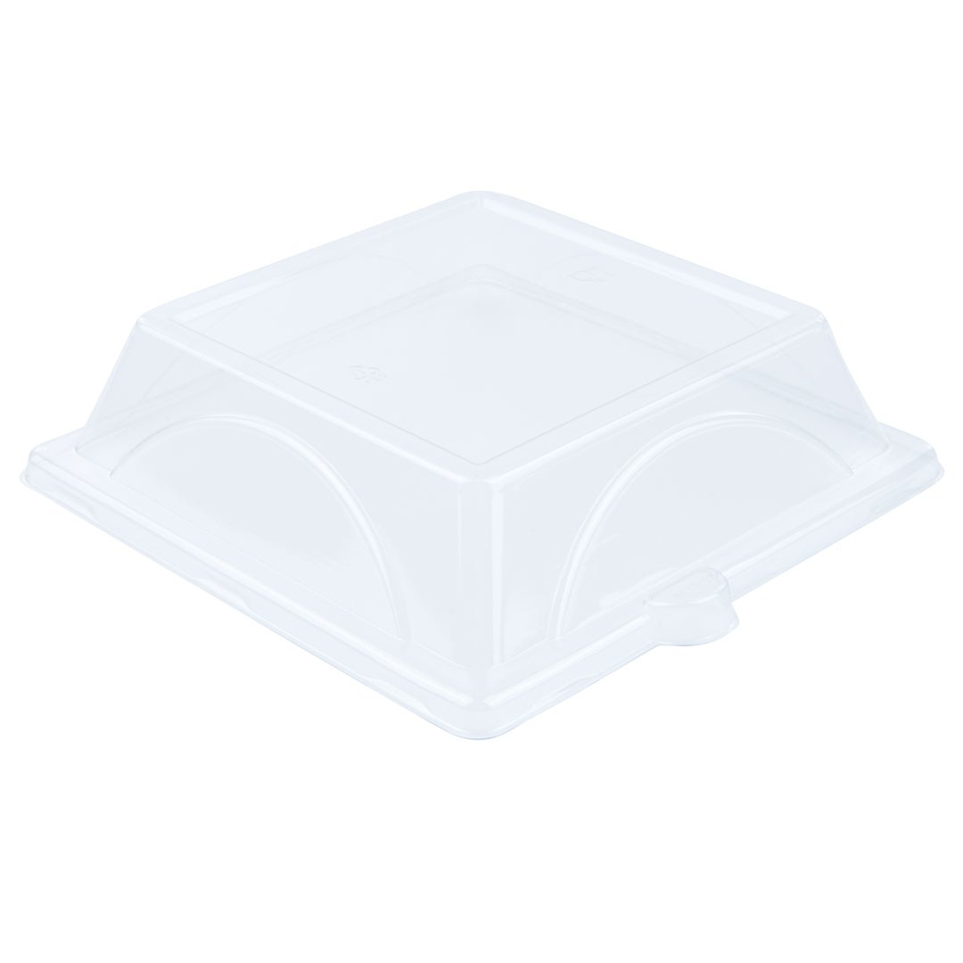 Lids, Dome, Plastic, Clear, Square, for Sugarcane Bagasse Medium Plates,1 - 100 COUNT
