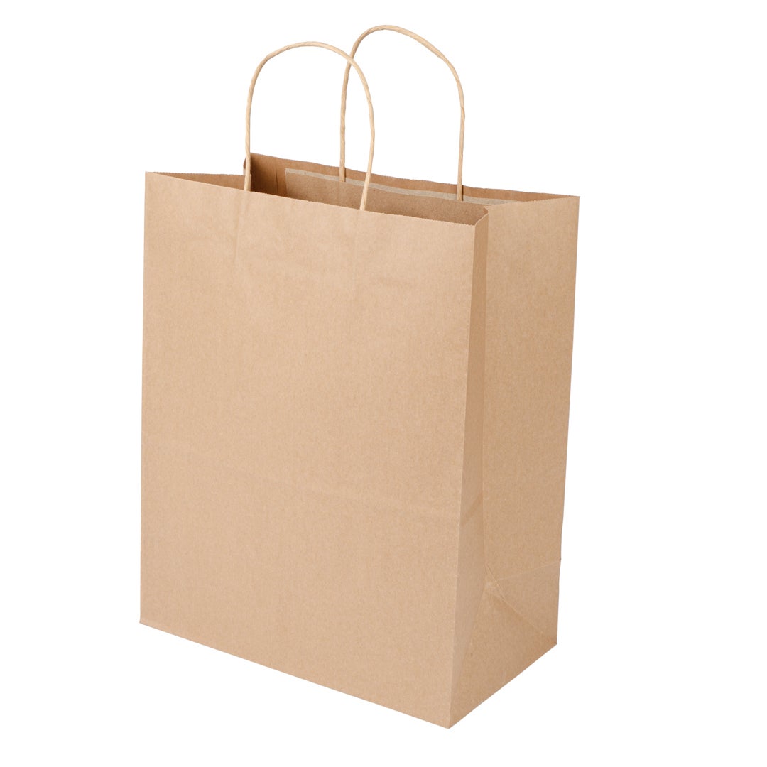 Bags, 10.25 x 5.5 x 12.5 Inch, Paper, Kraft, with Handles,1 - 100 COUNT