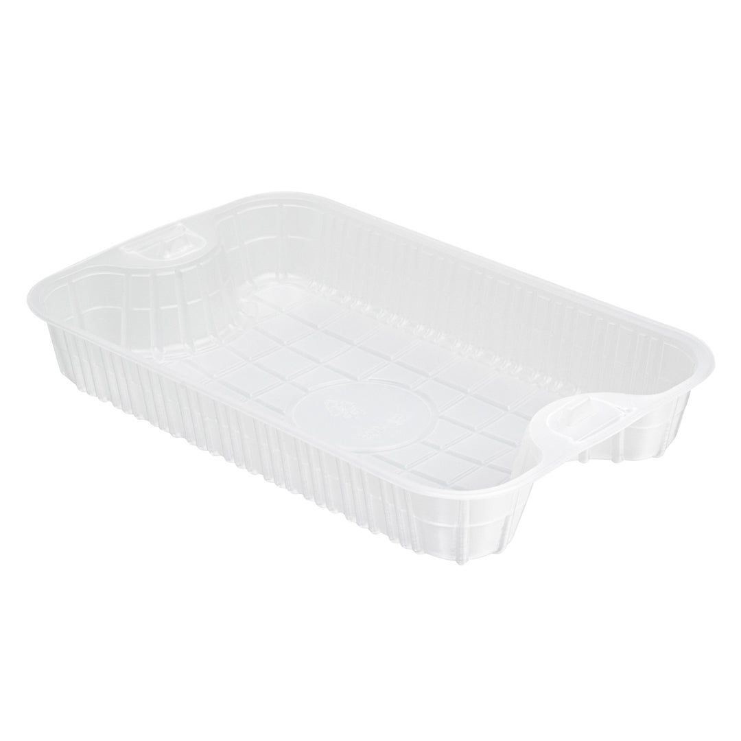 Trays, Insert, 10 Ounce, Microwavable Plastic, White, Rectangular, 6.5 x 4.25 x 1 Inch, for 32 & 37 Ounce Containers,1 - 100 COUNT