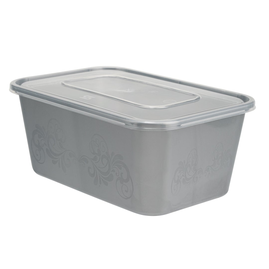 Containers, Take-Out, 37 Ounce, Plastic, Silver, Rectangular, 6.75 x 4.5 x 2.75 Inch, with Clear Lid,1 - 100 COUNT