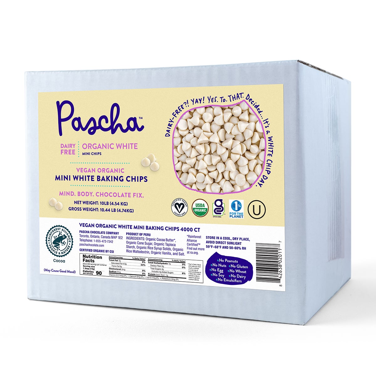 Baking Chips, White Chocolate, Mini,1 - 10 POUND