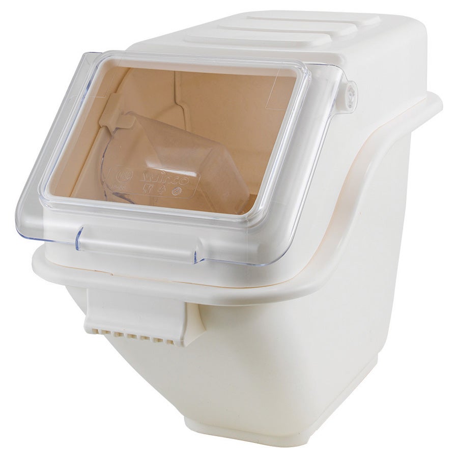 Bin, Stackable Ingredient, 5 Gallon, White, Plastic, with Lid & Scoop,1 - 1 EACH