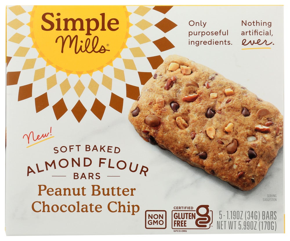 Bars, Almond Flour, Peanut Butter Chocolate Chip, Soft Baked, 1.19 Ounce,6 - 5 COUNT