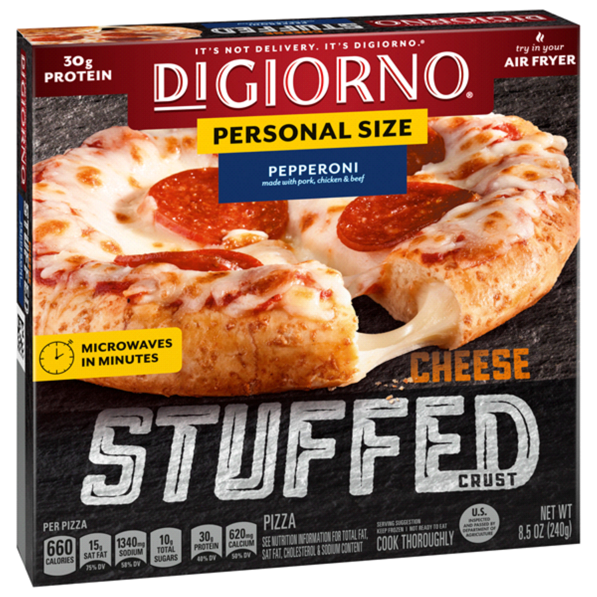 Pizza, Cheese-Stuffed Crust, Pepperoni, Frozen, 8.5 Ounce,10 - 1 COUNT