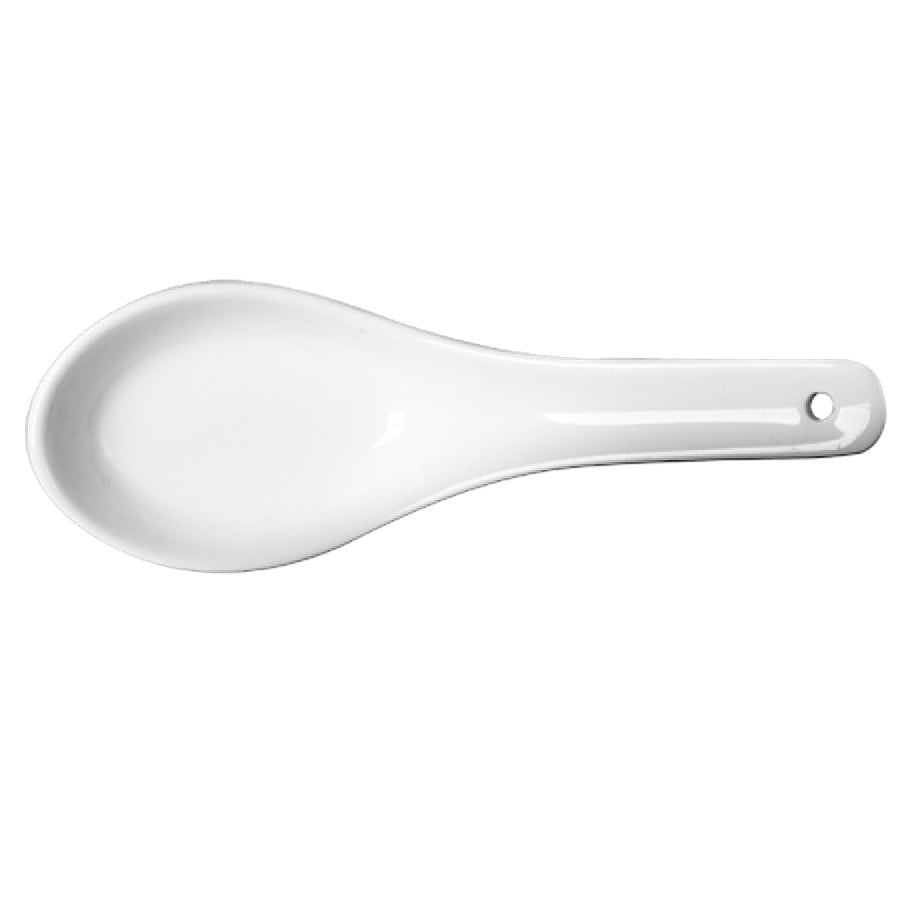 Spoons, Asian, Porcelain, White, with Hole, 5 Inch,6 - 60 COUNT