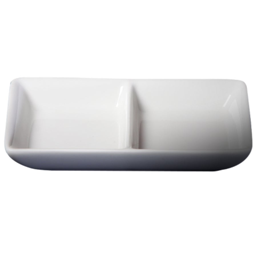 Dishes, 2-Compartment, 5 x 3 Inch, White, Porcelain, Rectangular,16 - 6 COUNT