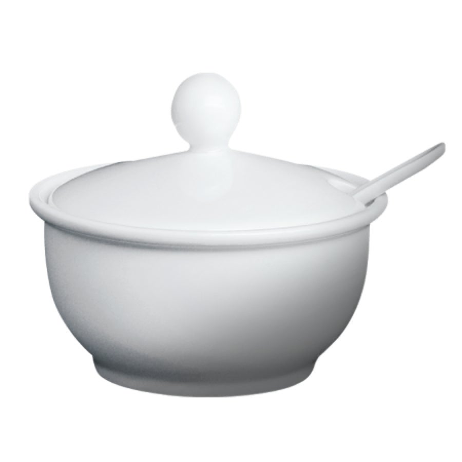 Pot, Chili, 4 Ounce, White, Porcelain, with Lid,8 - 6 COUNT