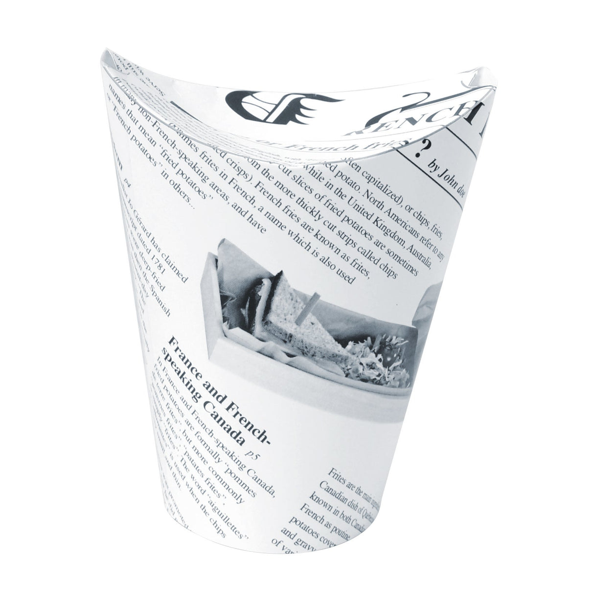 Cups, Snack, 10 Ounce, Paper, Happy Fries News Print, Closable Perforated, 12 Ounce,20 - 50 COUNT