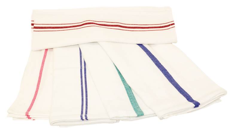 Towels, Kitchen, White with Green Herringbone Stripe,12 - 1 EACH