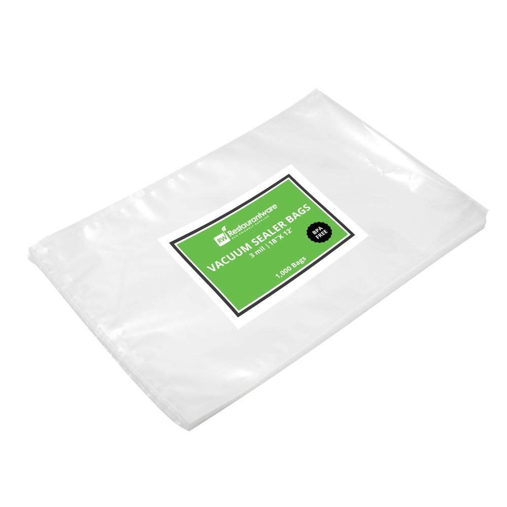 Bags, 18 x 12 Inch, Plastic, Clear, 4 Mil, for Vacuum Sealer System,1 - 100 COUNT