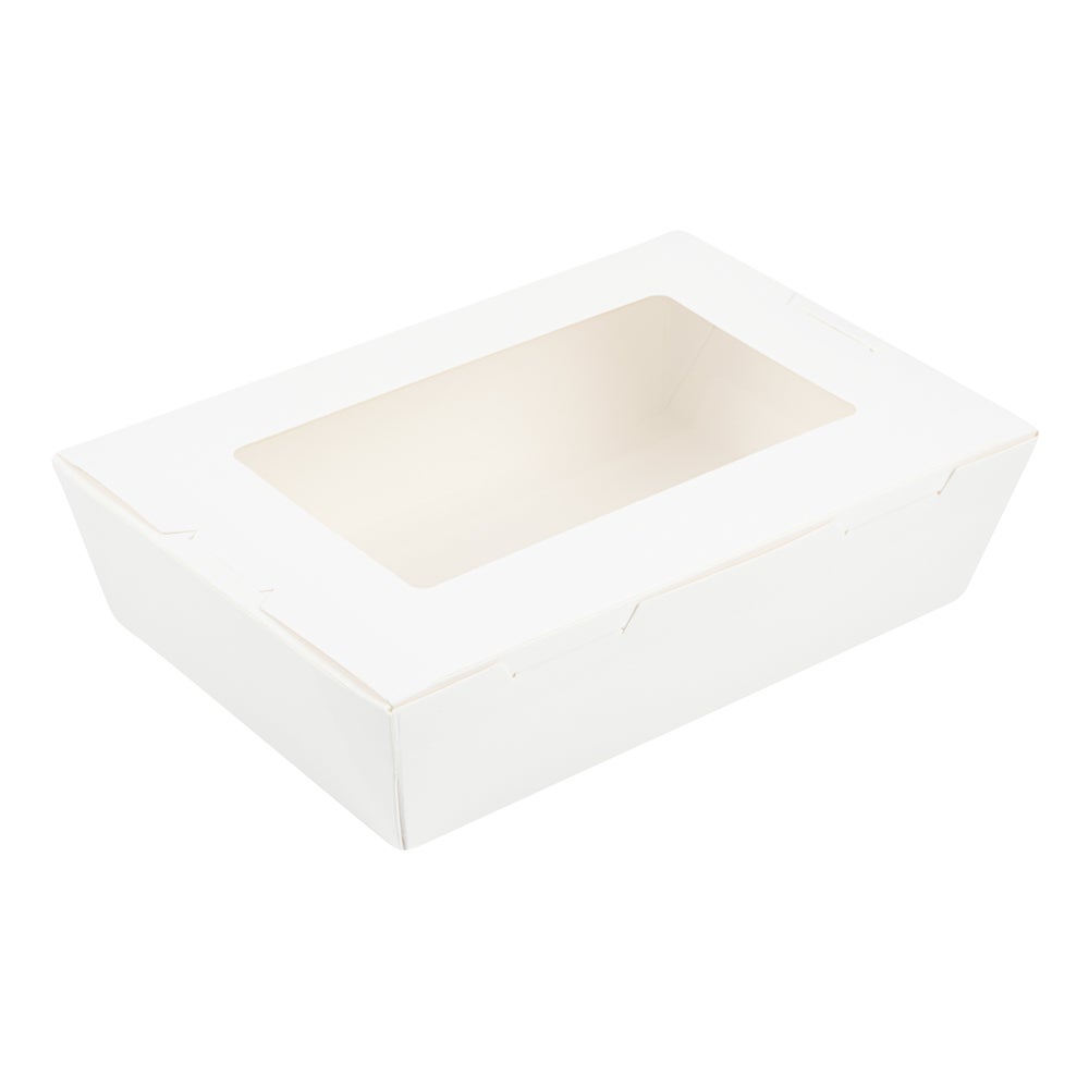 Containers, Take-Out, 42 Ounce, Paper, White, 8 x 5.5 x 2 Inch, with Hinge Lock,1 - 200 COUNT