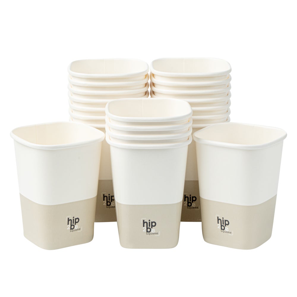 Cups, Hot & Cold, 12 Ounce, Paper, White & Taupe, Single Wall, 3.25 x 3.25 x 4.25 Inch,1 - 500 COUNT