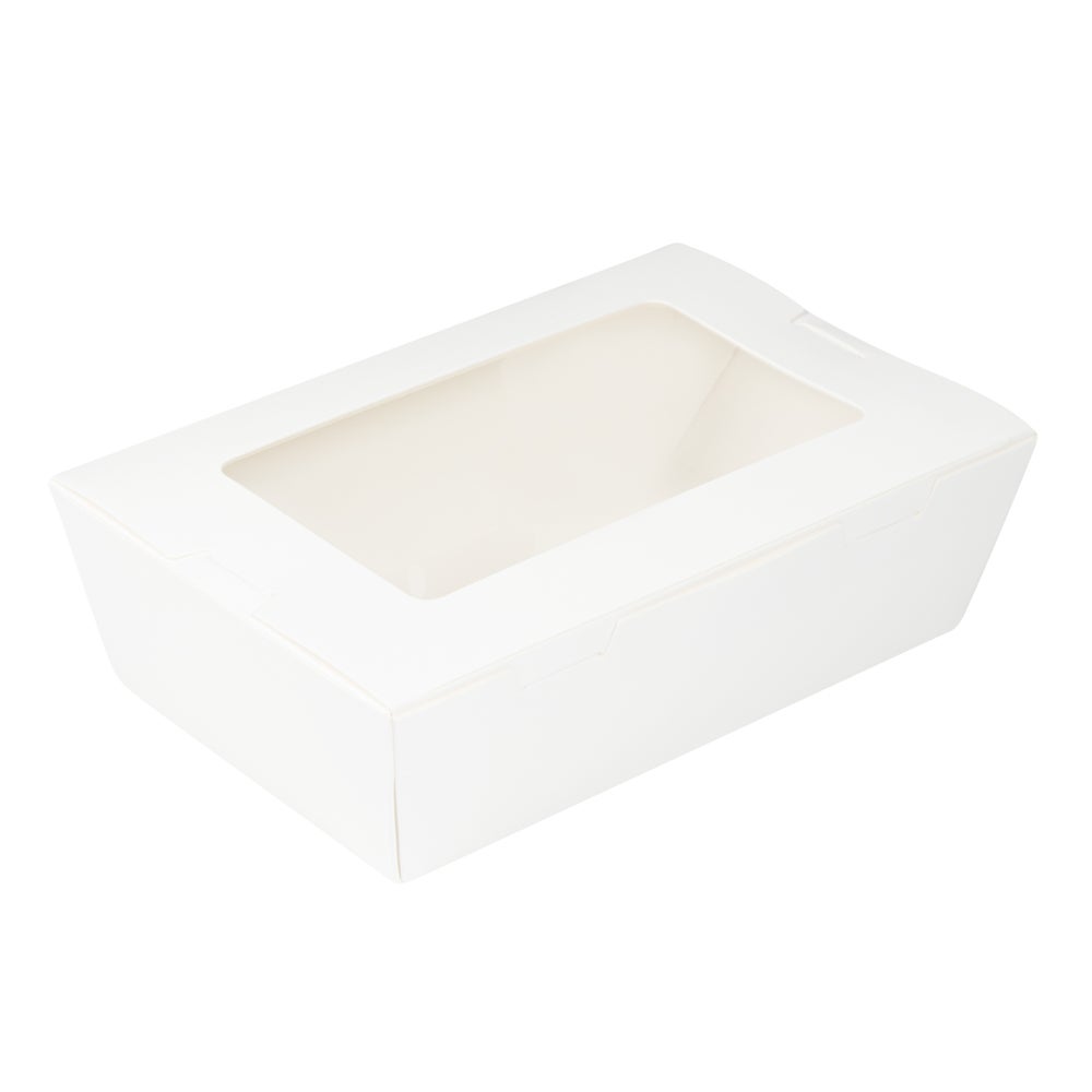Containers, Take-Out, 21 Ounce, Paper, White, 6.25 x 4 x 1.75 Inch, with Hinge Lock,1 - 200 COUNT