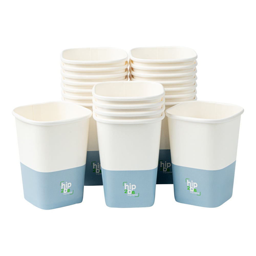 Cups, Hot & Cold, 12 Ounce, Paper, White & Blue, Single Wall, 3.25 x 3.25 x 4.25 Inch,1 - 500 COUNT
