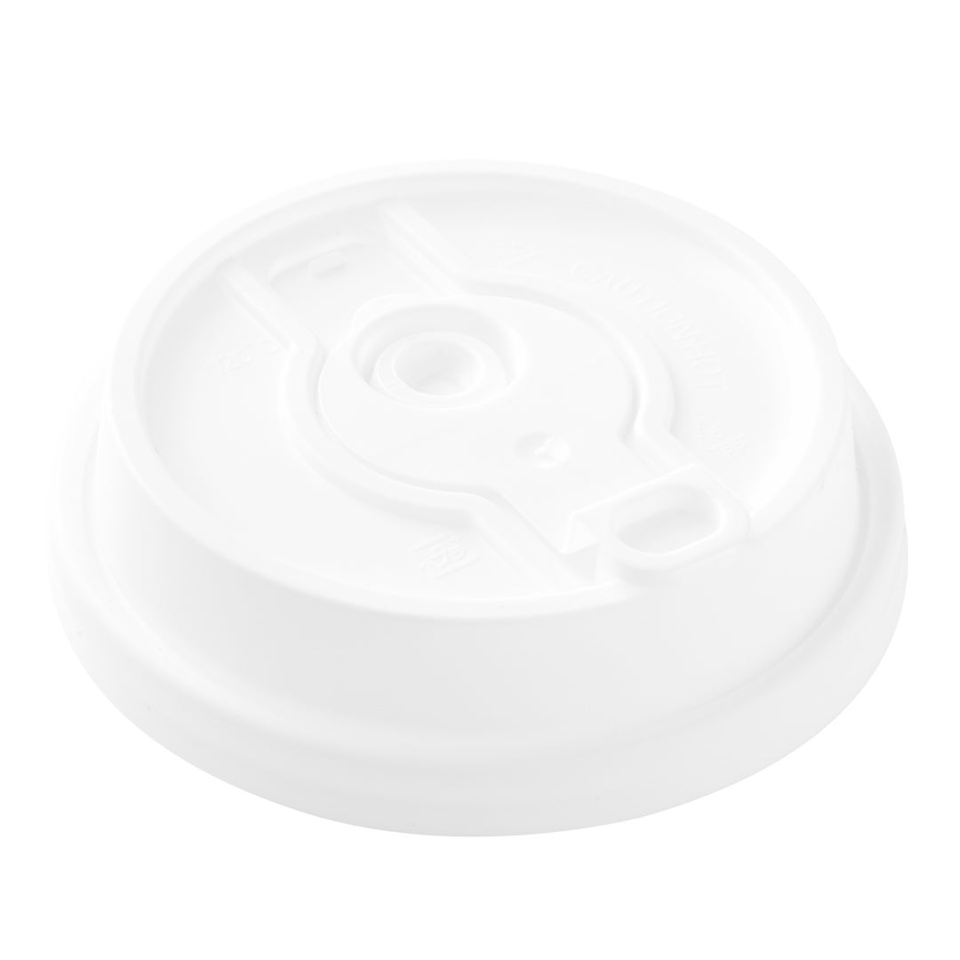 Lids, Straw Hole & Sip-Thru, Plastic, White, with Detachable Double Plug, for 8/12/16/20 Ounce Hot Cups,1 - 25 COUNT