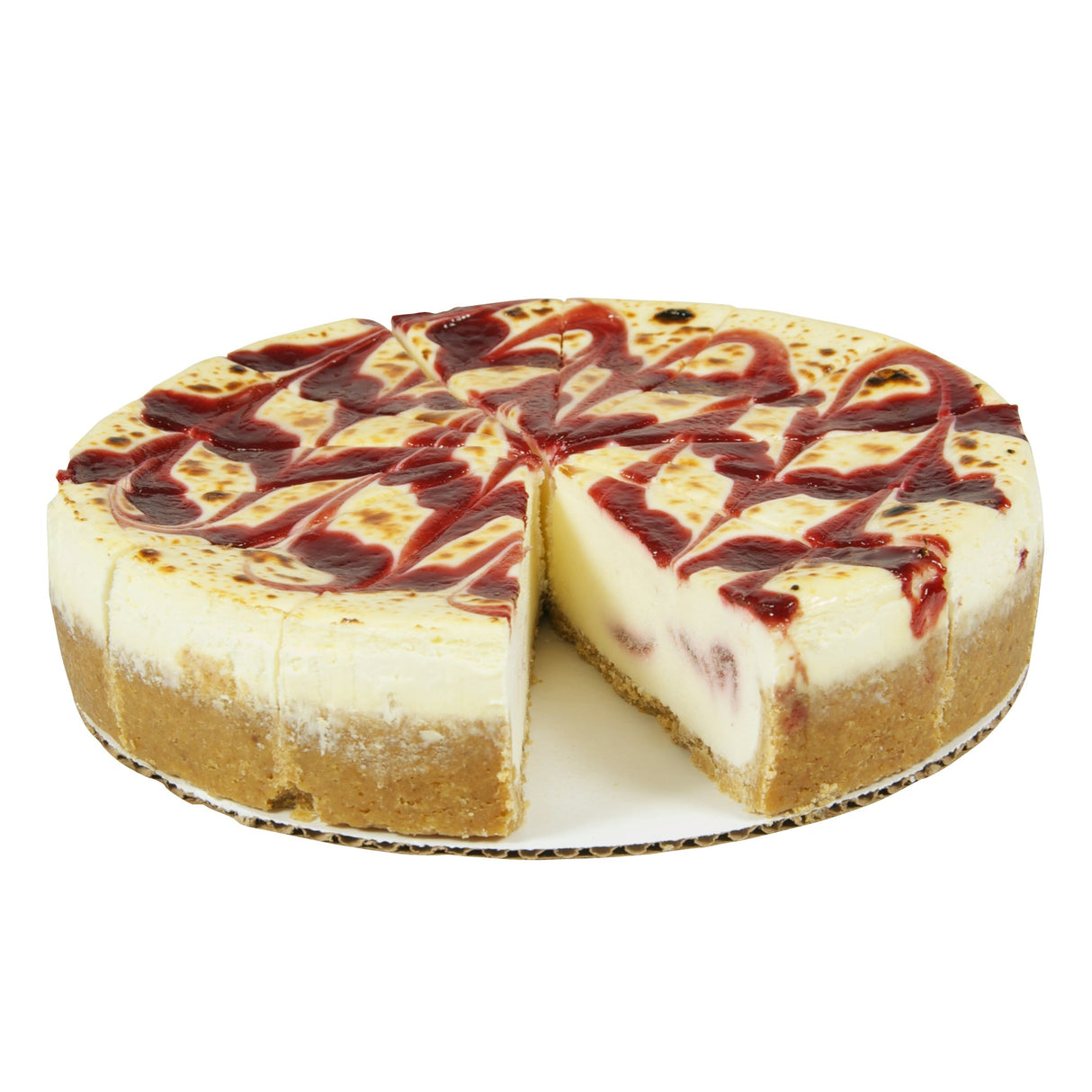 Cheesecake, White Chocolate Brulee, with Raspberry, 14 Slices per Cake, Frozen,2 - 5.44 POUND