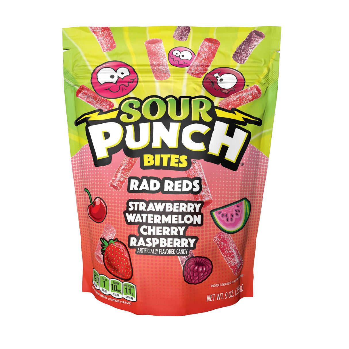 Candy Bites, Sour, Rad Reds, Strawberry/Watermelon/Cherry/Raspberry, Resealable Bag,12 - 9 OUNCE