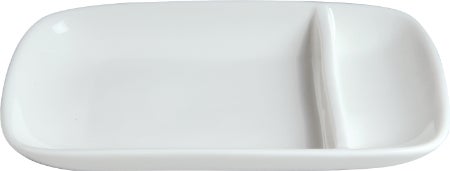 Dishes, 2-Compartment, Porcelain, 9 x 5.50 Inch, Classic White, Rectangular,4 - 6 COUNT