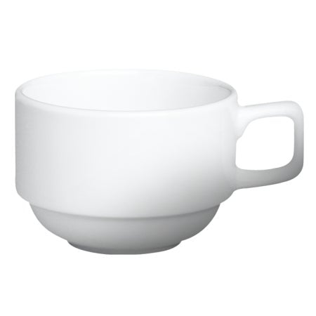Cups, Stackable Coffee, Porcelain, 8 Ounce, Classic White,6 - 6 COUNT