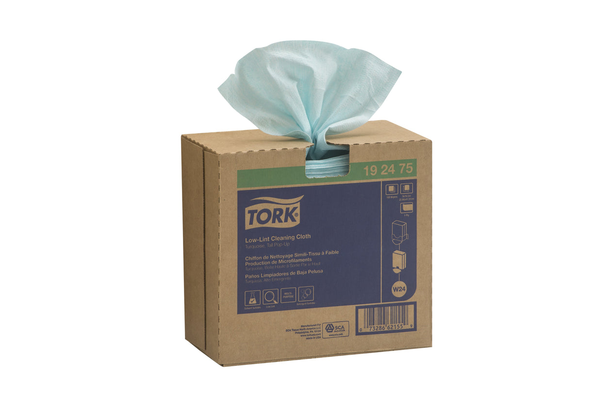 Cloths, Cleaning, 1-Ply, Spunlace, Turquoise, Low-Lint, 9 x 16.50 Inch, Pop-Up Box,8 - 100 COUNT