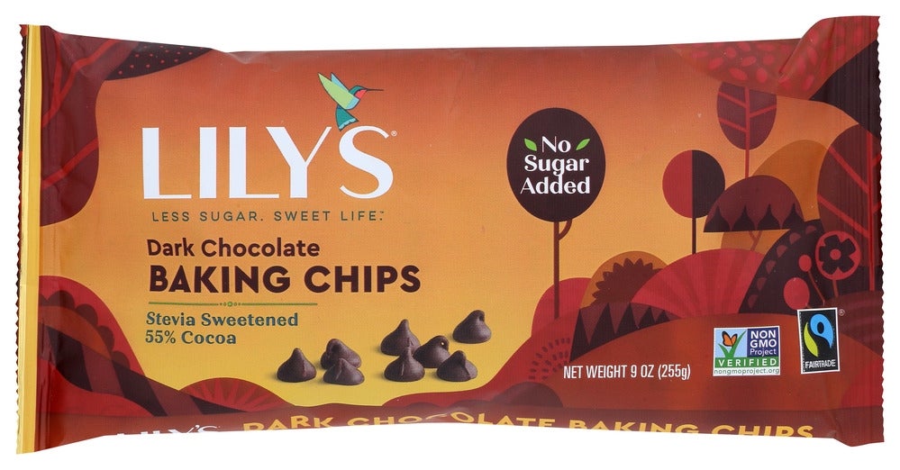 Baking Chips, Dark Chocolate, 55% Cocoa, No Sugar Added,12 - 9 OUNCE