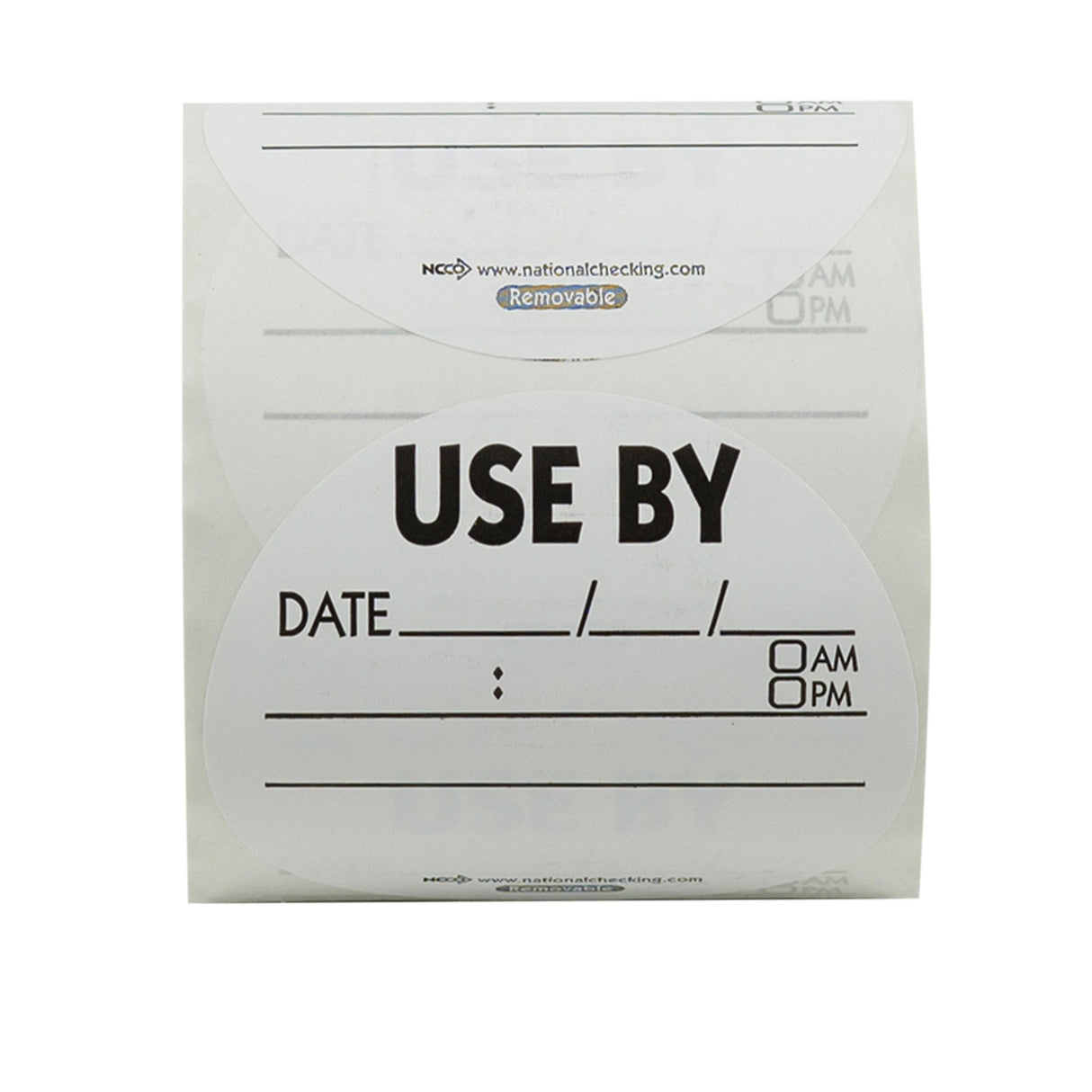 Labels, Use By, 3 Inch, Removeable, White with Black Font, Round,1 - 500 COUNT