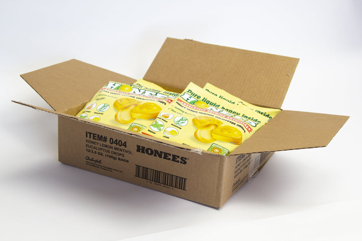 Cough Drops, Honey/Lemon/Eucalyptus, with Liquid Honey Inside, Individually-Wrapped,12 - 20 COUNT