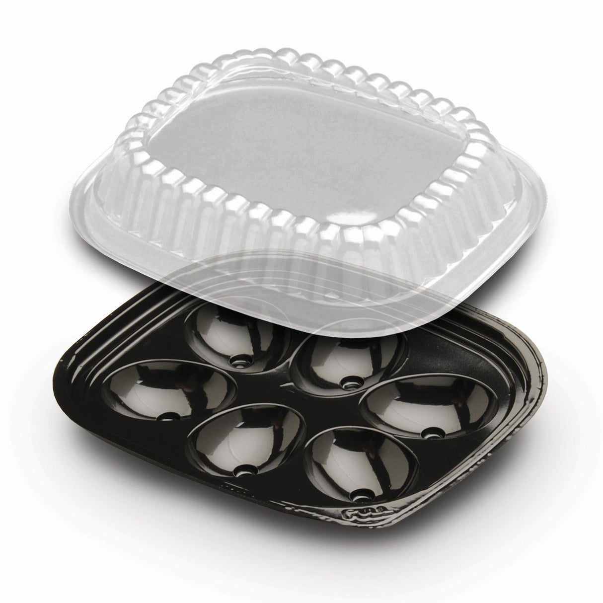 Trays, 6-Egg, Plastic, Clear, Black with Clear Lid, PET,416 - 1 EACH