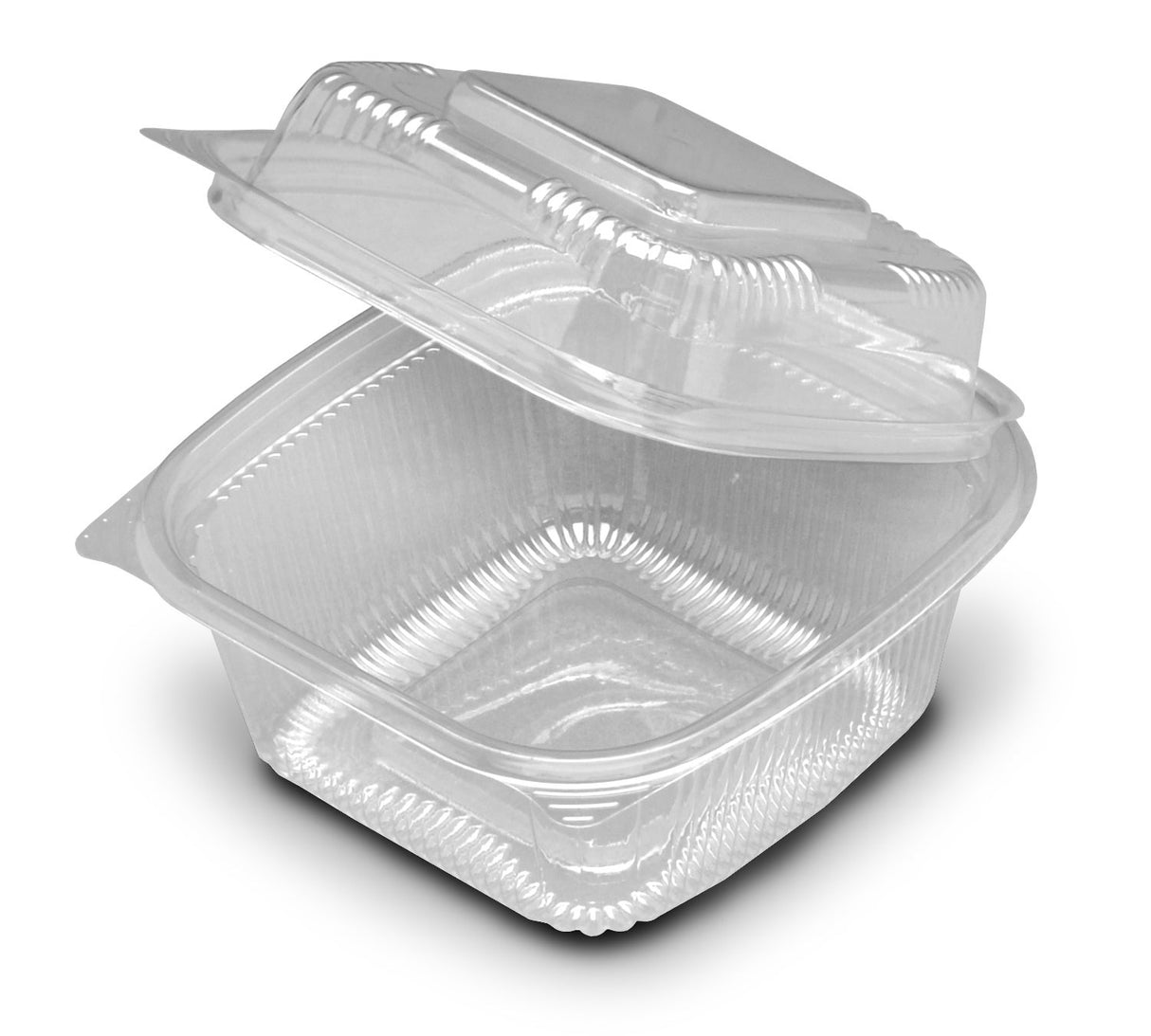 Containers, Deep, Plastic, Clear, 5 Inch Deep, Square, Hinged,250 - 1 EACH