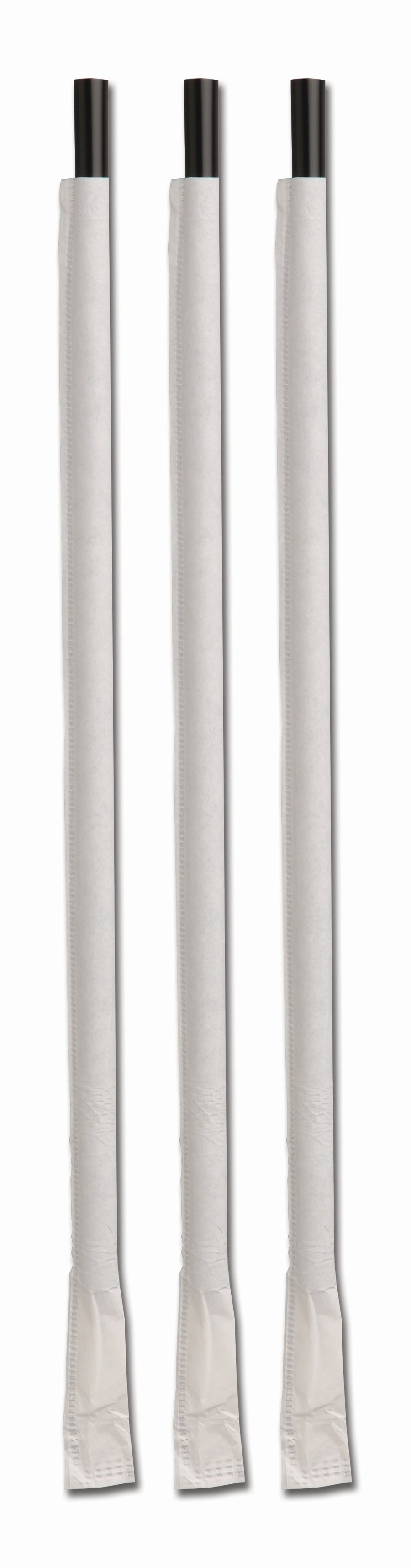 Straws, Giant, 10.25 Inch, Plastic, Black, Paper Wrapped,4 - 300 COUNT