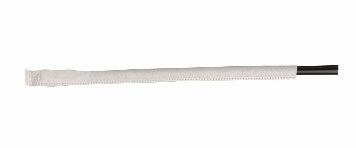 Straws, Giant, 7.75 Inch, Plastic, Black, Paper Wrapped,24 - 300 COUNT