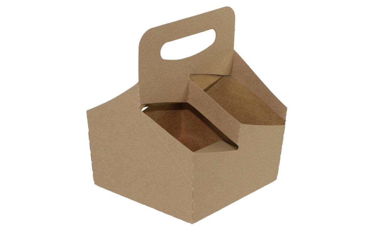 Carriers, Cup, 4-Cup, Paper, Kraft, for 32 Ounce Cups, 7.25 x 7 x 9.25 Inch,100 - 1 EACH