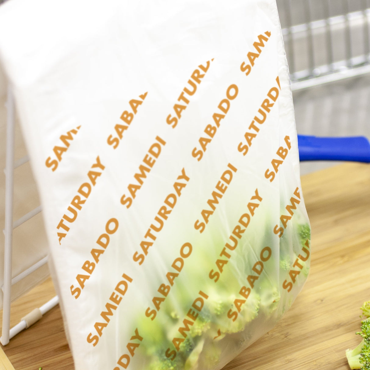 Bags, Portion, 8.5 x 8.5 Inch, Plastic, Clear/Orange Saturday, Printed,2000 - 1 EACH